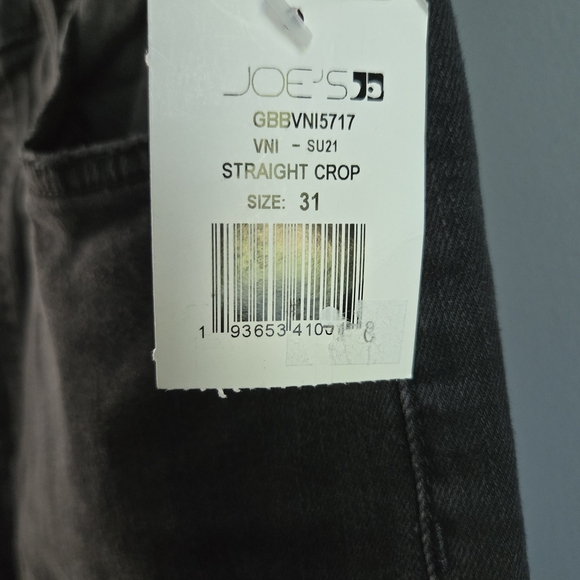 NWT Joe's Jeans Flawless Black High Rise Straight Crop Jeans, Size 31 - Picture 4 of 7